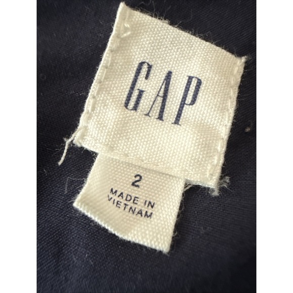 Gap Linen Dark Night Navy Blue Button Front Tie Midi Dress S Scandi Quiet Luxury - Picture 5 of 9